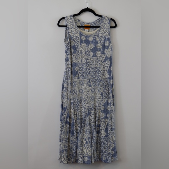 Ruby rd. Mid length blue and white sand dollar dress - Picture 3 of 8